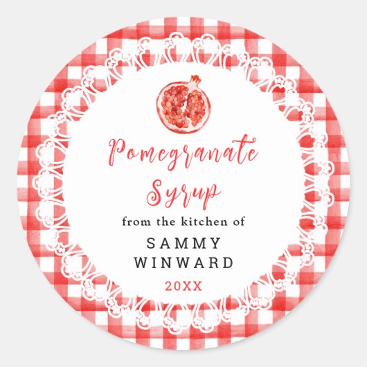 Homemade Pomegranate Syrup Label (Voorkant)