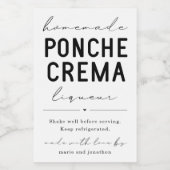 Homemade Ponche Crema Liqueur Flacelabel Wijn Etiket (Enkel label)