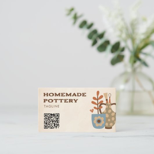 Homemade Pottery Ceramic Art Sculpt Clay Qr Code Visitekaartje (Staand voorkant)