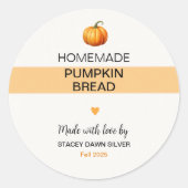 Homemade Pumpkin Bread Labels Fall Stickers (Voorkant)