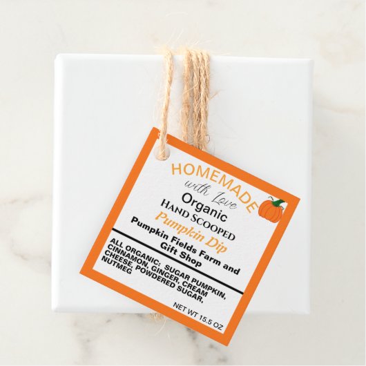 Homemade Pumpkin Dip QR-code op de rug Bedankjes Labels (In situ)