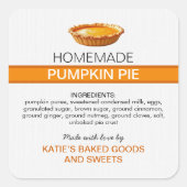 Homemade Pumpkin Pie Label | Fall Baking Sticker (Voorkant)