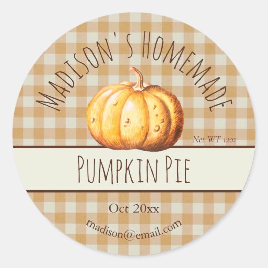 Homemade Pumpkin Pie Labels (Voorkant)