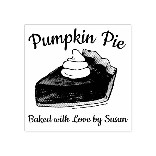 Homemade Pumpkin Pie Slice met liefdesbakkerij Rubberstempel (Afrduk)