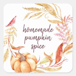 Homemade Pumpkin Spice Waterverf Foliage Label