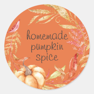 Homemade Pumpkin Spice Waterverf Foliage Sinaasapp Ronde Sticker