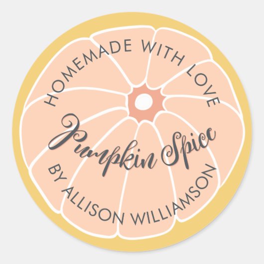 Homemade Pumpkin Spice Yellow Pink Ronde Sticker (Voorkant)