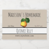 Homemade Quince Jelly Labels Voedselcontainer Etiket (Enkel label)