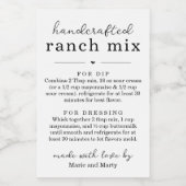 Homemade Ranch Mix Gift Labels Voedselcontainer Etiket (Enkel label)