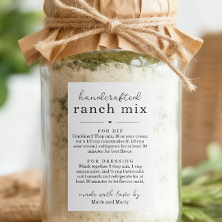 Homemade Ranch Mix Gift Labels Voedselcontainer Etiket