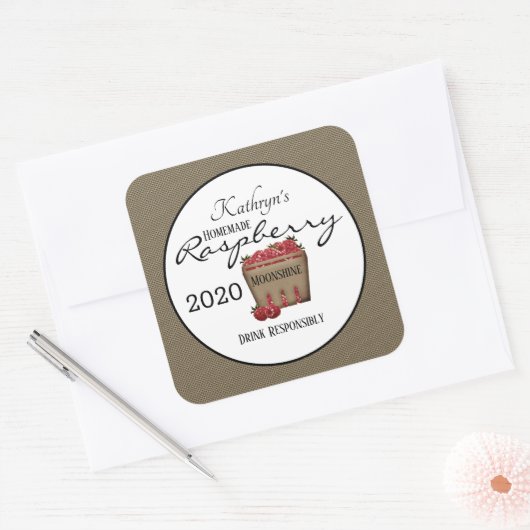 Homemade Raspberry gepersonaliseerd Vierkante Sticker (Envelop)