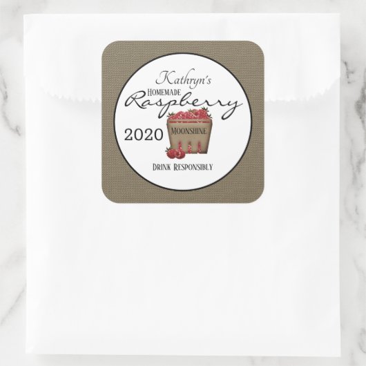 Homemade Raspberry gepersonaliseerd Vierkante Sticker (Tas)