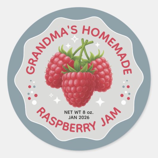 Homemade Raspberry Jam Canning Jar Labels (Voorkant)