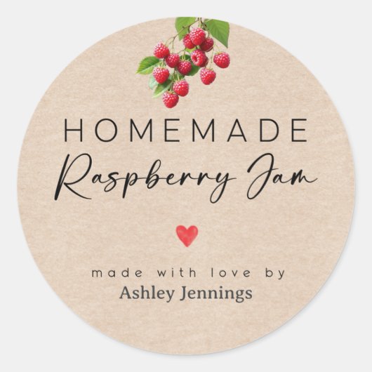 Homemade Raspberry Jam Labels | Made with Love (Voorkant)