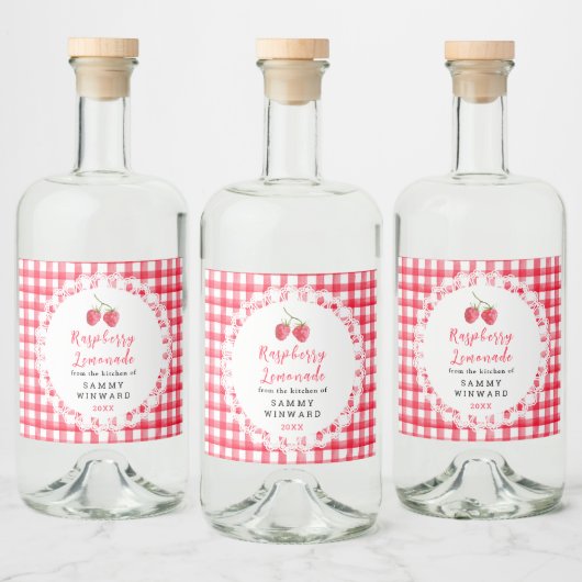 Homemade Raspberry Lemonade Label Likeurfles Etiket (Flessen)