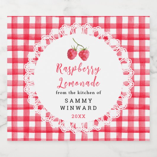Homemade Raspberry Lemonade Label Likeurfles Etiket (Enkel label)