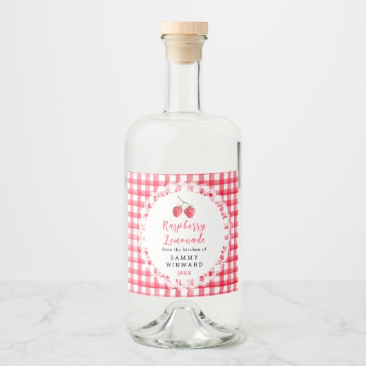 Homemade Raspberry Lemonade Label Likeurfles Etiket (Voorkant)