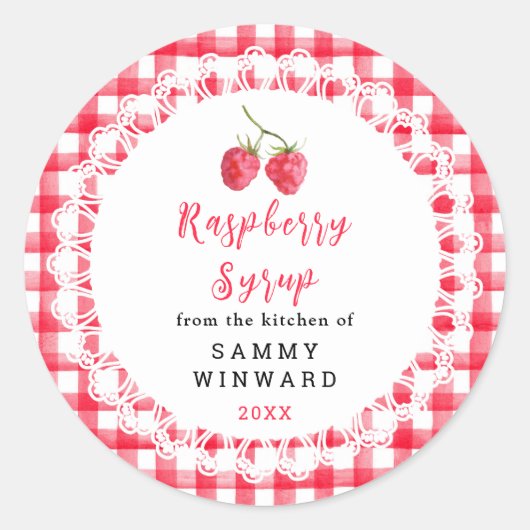 Homemade Raspberry Syrup Label (Voorkant)