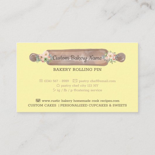 Homemade Recepten Bakkerij geel Visitekaartje (Achterkant)