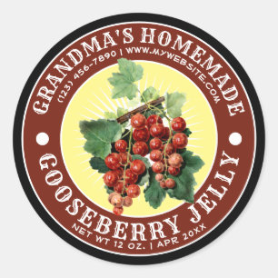  Homemade Red Gooseberry Jelly Sjabloon Ronde Sticker