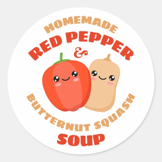 Homemade Red Pepper en Butternut Squash Soup Ronde Sticker (Voorkant)
