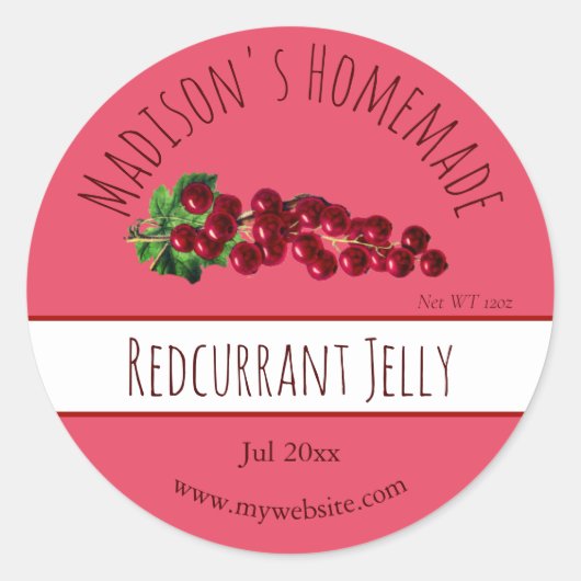 Homemade Redcurrant Jelly Labels (Voorkant)
