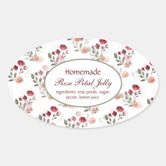 Homemade Roos Petal Jelly  Rozen Ovaal etiket (Voorkant)