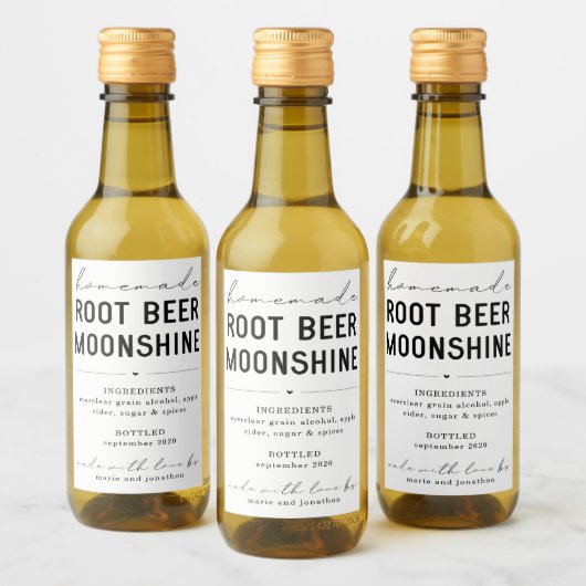 Homemade Root Beer Moonshine Label personaliseren Wijn Etiket (Flessen)