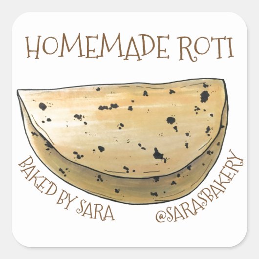 Homemade Roti Indian Chapati Bread van Vierkante Sticker (Voorkant)