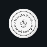 Homemade rustige business logo aangepast wit magneet<br><div class="desc">Homemade rustic business logo op maat sociale, eenvoudige promotionele magneet met een zakelijke naam in een minimalistische zwarte en witte magneet sjabloon met een handgemaakte indruk. Prachtig voor merkcadeautjes voor klanten van kleine banketbakkersbedrijven, gepersonaliseerde voedselmedewerkers en promotionele cadeaus, als gepersonaliseerde cadeaus voor chef-kok, en voor elk ambachtelijk en ambachtelijk beroep....</div>