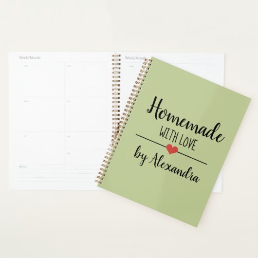 Homemade sage green recept planner (Display)
