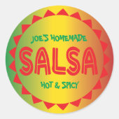 Homemade Salsa-bliksetiket rood, groen en geel Ronde Sticker (Voorkant)