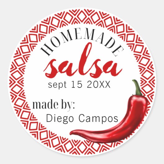 Homemade Salsa Canning Label Tomatos Chili Pepper (Voorkant)