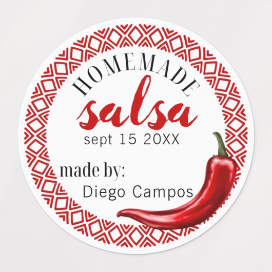 Homemade Salsa Hot Jalapeno Mexican Sauce Canning Labels (Design 1)