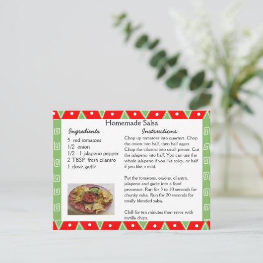 Homemade Salsa Recipe Card Briefkaart (Staand voorkant)