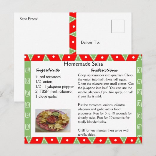 Homemade Salsa Recipe Card Briefkaart (Voorkant / Achterkant)