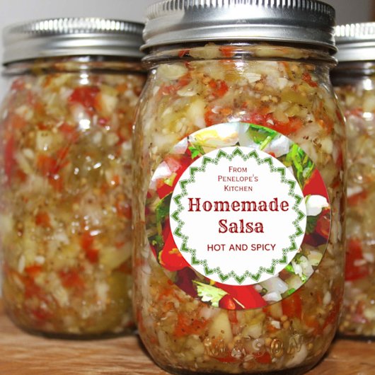 Homemade salsa uit je keukenetiket ronde sticker