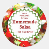 Homemade salsa uit je keukenetiket ronde sticker (Voorkant)