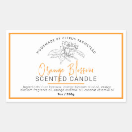 Homemade sinaasappel blossom kandelen rechthoekige sticker