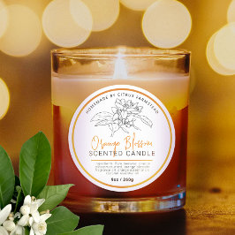 Homemade sinaasappel blossom kandelen ronde sticker