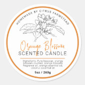 Homemade sinaasappel blossom kandelen ronde sticker (Voorkant)