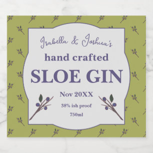 Homemade Sloe Gin-label Likeurfles Etiket