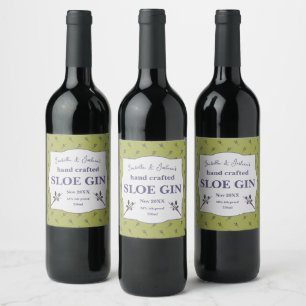 Homemade Sloe Gin-label Wijn Etiket