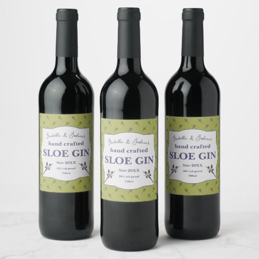 Homemade Sloe Gin-label Wijn Etiket (Flessen)