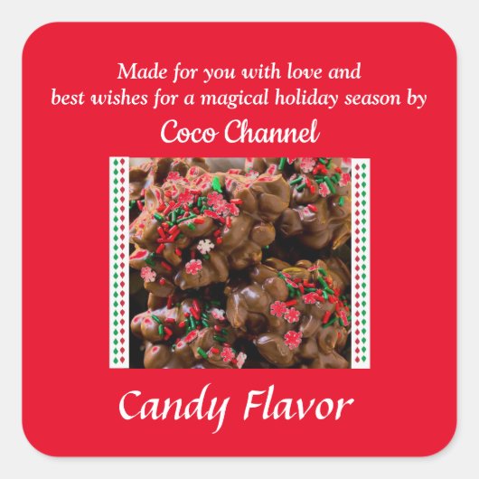 Homemade Snoep-Stickers voor kerstmis Vierkante Sticker (Voorkant)