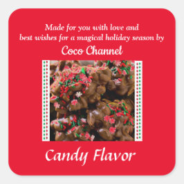 Homemade Snoep-Stickers voor kerstmis Vierkante Sticker