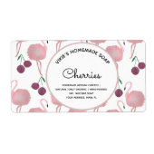 Homemade Soap Business Cherries Waterverf Etiket (Voorkant)