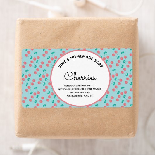 Homemade Soap Business Cherry Waterverf Label (Insitu)