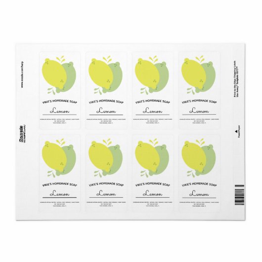 Homemade Soap Business Lemon Limoen Etiket (Full Sheet)