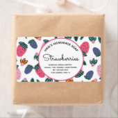 Homemade Soap Business Strawberries Patroon Etiket (Insitu)